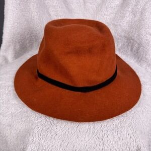 Filippo Catarzi The Hats Company 100% Wool Orange Fedora Women's Hat Made Italy‎